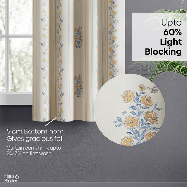Cotton Printed Curtain Rosebud Lane, Yellow