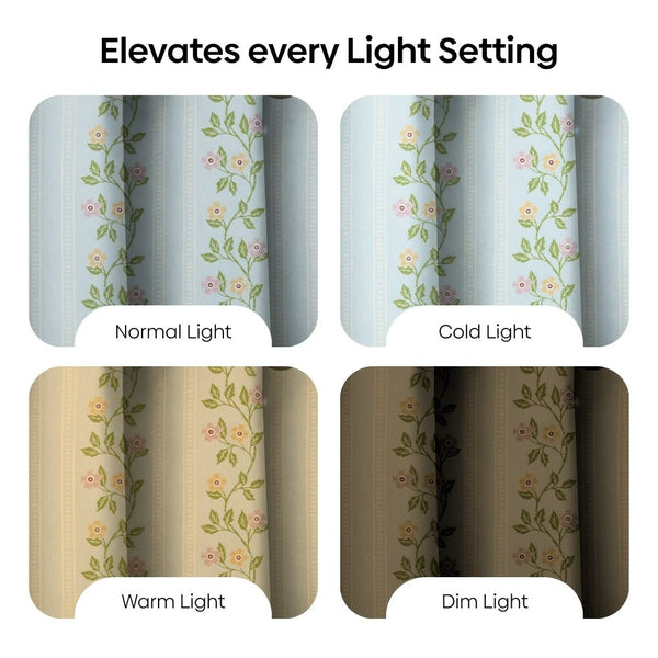 Cotton Printed Pack Of 2 Curtain Spring Harmony, Blue