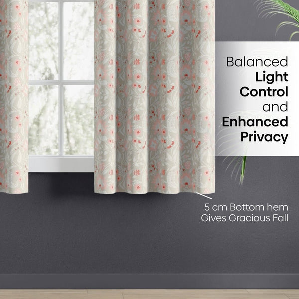100% Cotton Printed Curtain Solace Flora, Coral