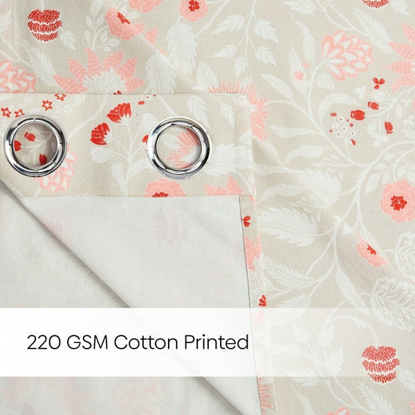 100% Cotton Printed Curtain Solace Flora, Coral