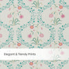 Cotton PrintedPack Of 2 Curtain Pink Blossom, Teal
