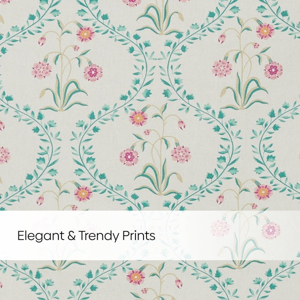 Cotton PrintedPack Of 2 Curtain Pink Blossom, Teal
