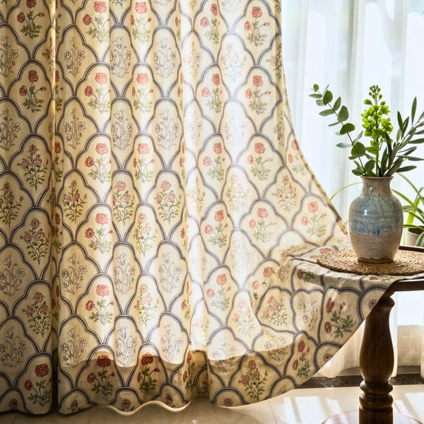 Cotton Printed Pack Of 2Curtain Classic Trellis, Multicolor