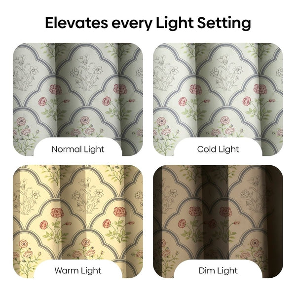 Cotton Printed Pack Of 2Curtain Classic Trellis, Multicolor