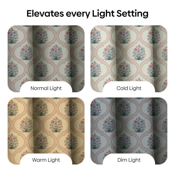 Cotton Printed Pack Of 2 Curtain Terracotta Trellis ,Multicolor