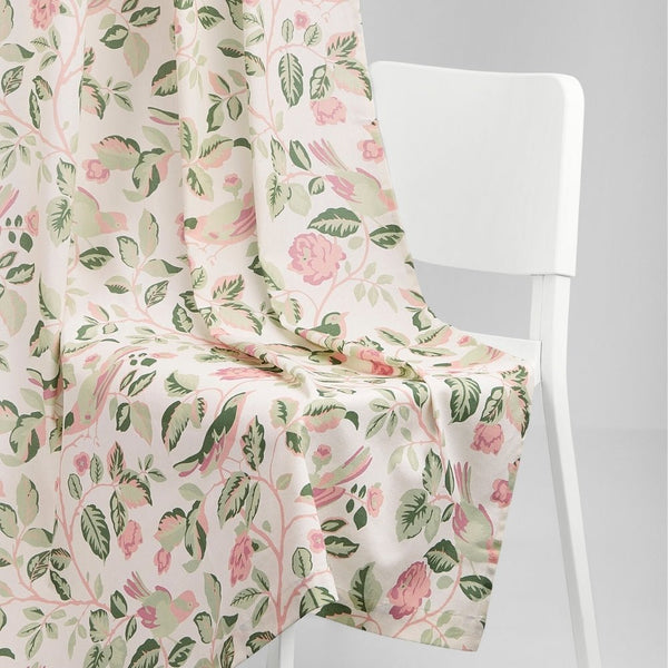 Cotton Printed Pack Of 2 Curtain Curtain Pastel Aviary, Green