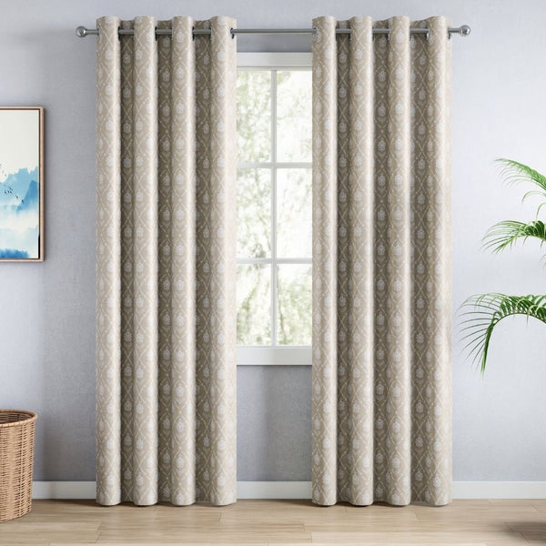Cotton Printed Pack Of 2 Curtain Manor Beige