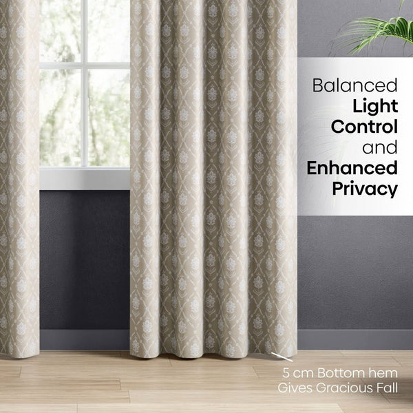 Cotton Printed Pack Of 2 Curtain Manor Beige