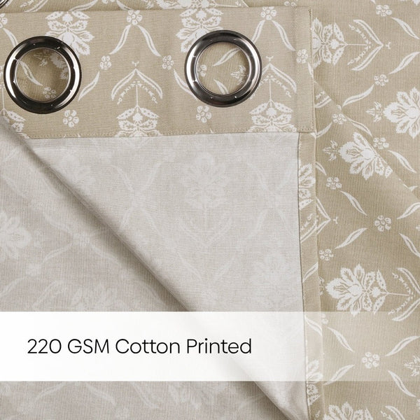 Cotton Printed Pack Of 2 Curtain Manor Beige