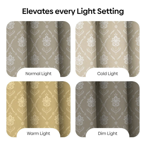 Cotton Printed Pack Of 2 Curtain Manor Beige