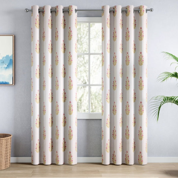 Cotton Printed Pack Of 2 Curtain Serene Rosalia Pink