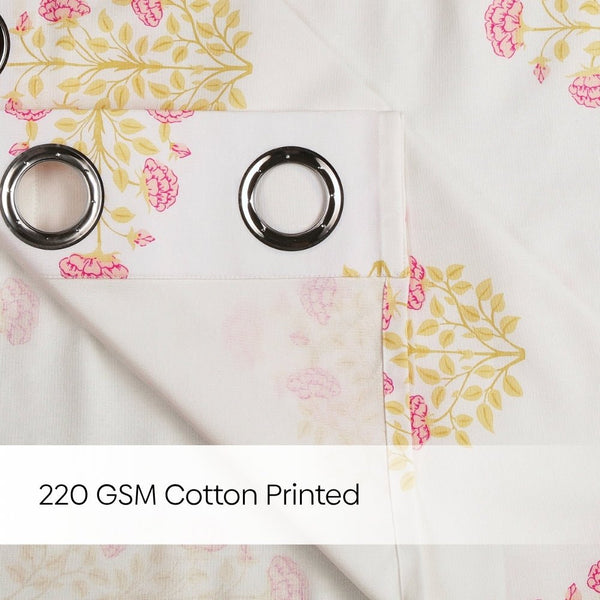 Cotton Printed Pack Of 2 Curtain Serene Rosalia Pink