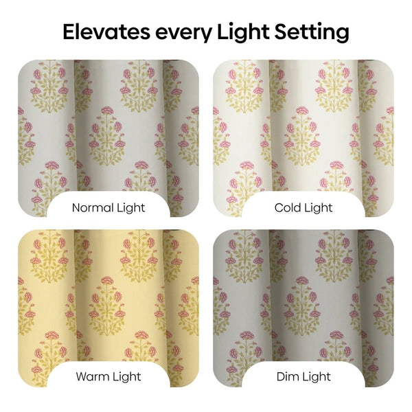 Cotton Printed Pack Of 2 Curtain Serene Rosalia Pink