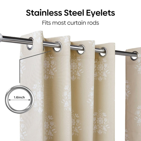 Cotton Printed Pack Of 2 CurtainCurtain Ivory Filigree Beige