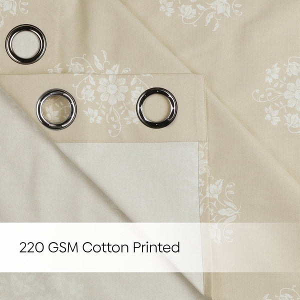 Cotton Printed Pack Of 2 CurtainCurtain Ivory Filigree Beige