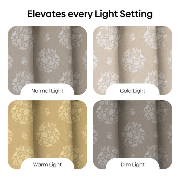 Cotton Printed Pack Of 2 CurtainCurtain Ivory Filigree Beige