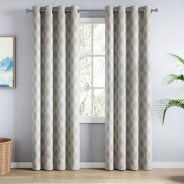 Cotton Printed Pack Of 2 Curtain Curtain Ciel Botanique Blue