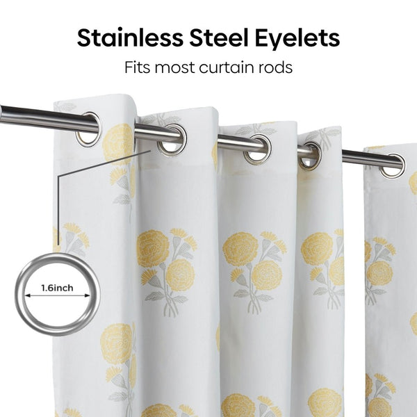 Cotton Printed Pack Of 2 Curtain Curtain Soleil Botanique Yellow