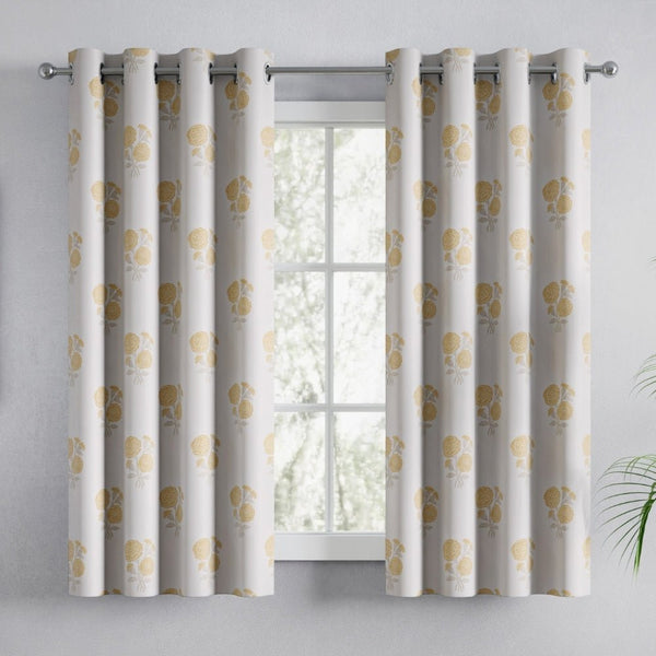 Cotton Printed Pack Of 2 Curtain Curtain Soleil Botanique Yellow