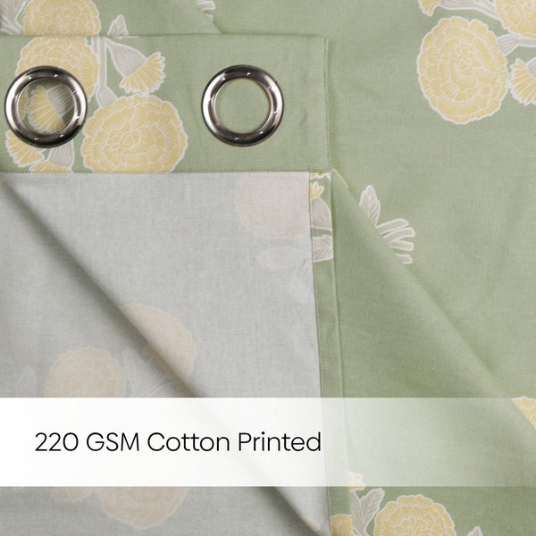 Cotton Printed Pack Of 2 Curtain Curtain Soleil Botanique Sage