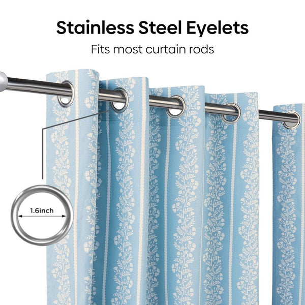 Cotton Printed Pack Of 2 Curtain Vineway Blue