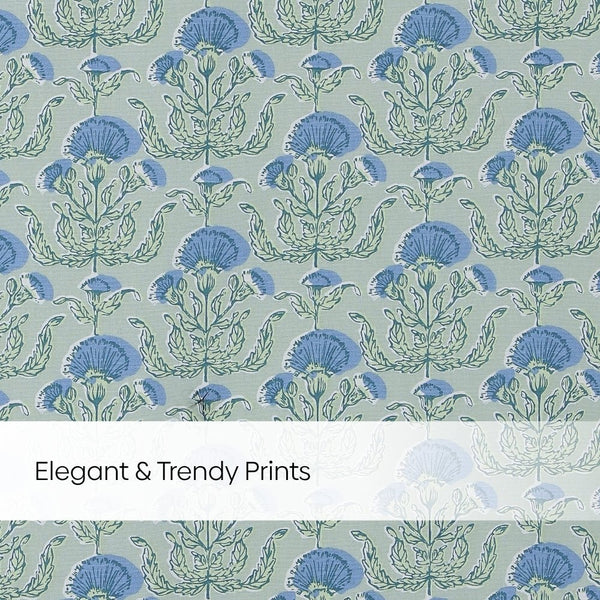 Cotton Printed Pack Of 2 Curtain Rosette Blue