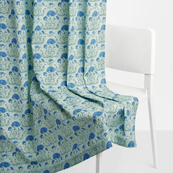 Cotton Printed Pack Of 2 Curtain Rosette Blue