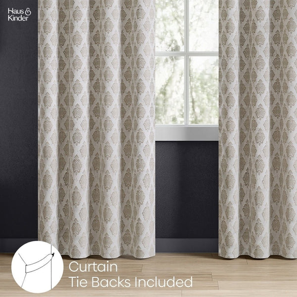 JacquardCurtain Stonehaven Damask, Stone