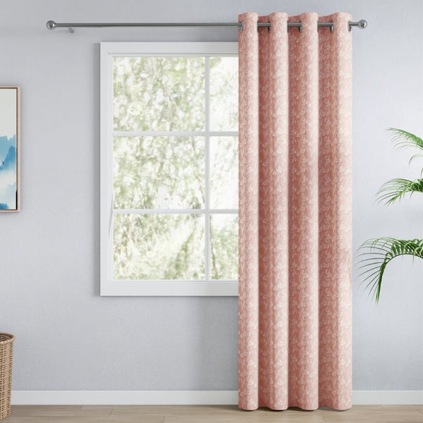 Vintage Bloom Cotton Printed Pack Of 1 Curtain, Pink