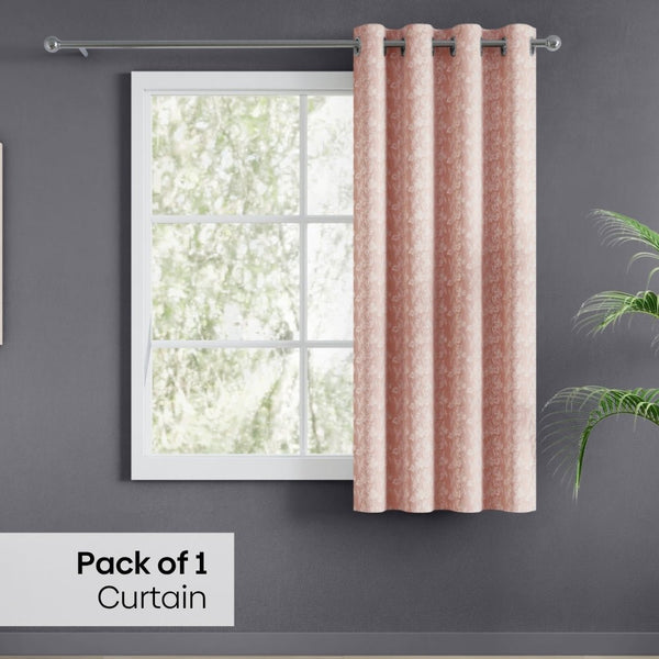 Vintage Bloom Cotton Printed Pack Of 1 Curtain, Pink