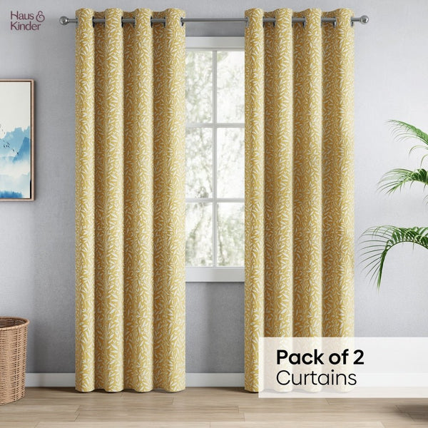Poly Cotton JacquardCurtains Lemon Vine Weave, Lemon