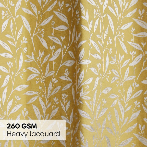 Poly Cotton JacquardCurtains Lemon Vine Weave, Lemon