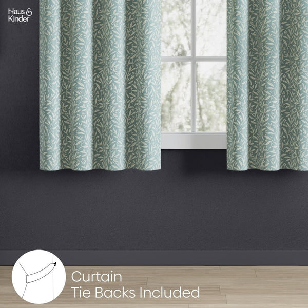 Poly Cotton JacquardCurtains Silver Willow, Firozi