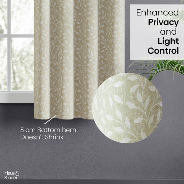 JacquardCurtain Silken Branch, Fawn
