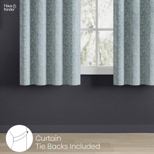 Jacquard Curtains Glittering Fern, Aqua