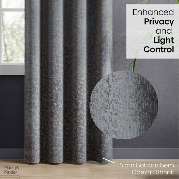 JacquardCurtains Misty Fern Powder, Blue