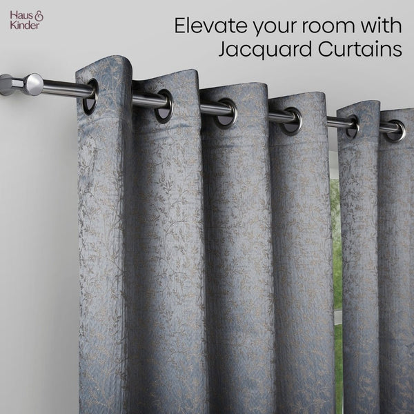 JacquardCurtains Misty Fern Powder, Blue