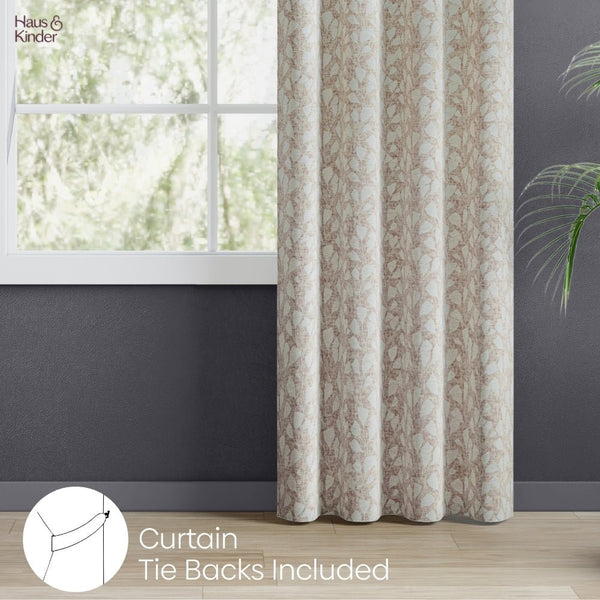 Poly Cotton JacquardCurtain Urabn leaf, Brown