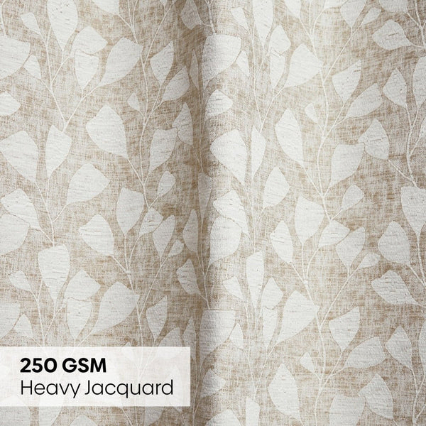 Poly Cotton JacquardCurtain Urabn leaf, Brown