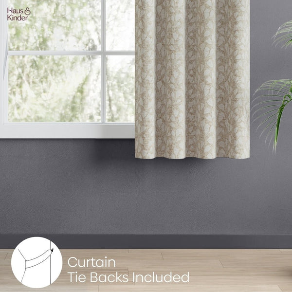 Poly Cotton JacquardCurtain Urabn leaf, Brown