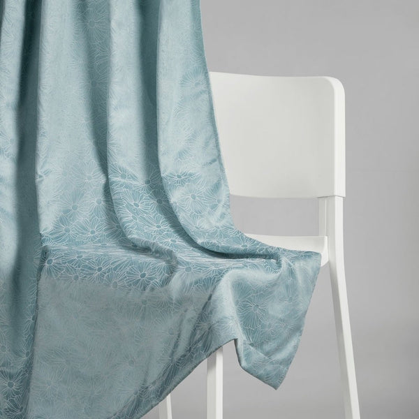 Polyester Jacquard Curtains Sea Breeze Daisy, Aqua