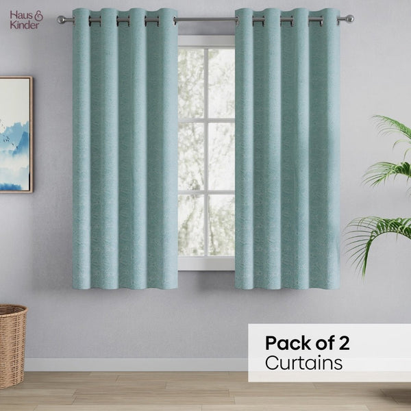 Polyester Jacquard Curtains Sea Breeze Daisy, Aqua