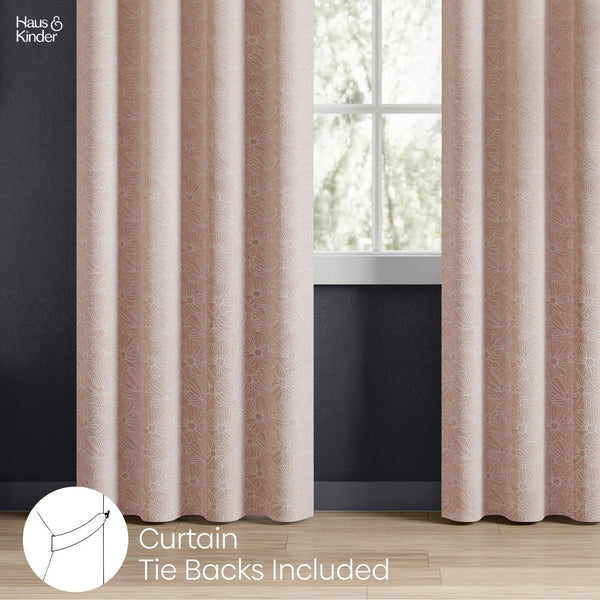 Jacquard Curtains Blush Daisy, Blush