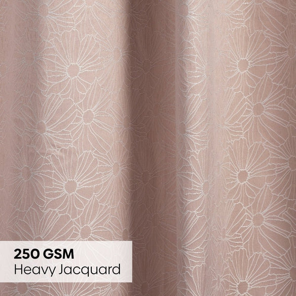 Jacquard Curtains Blush Daisy, Blush