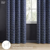 Jacquard Window Curtains Midnight Daisy, Indigo Blue