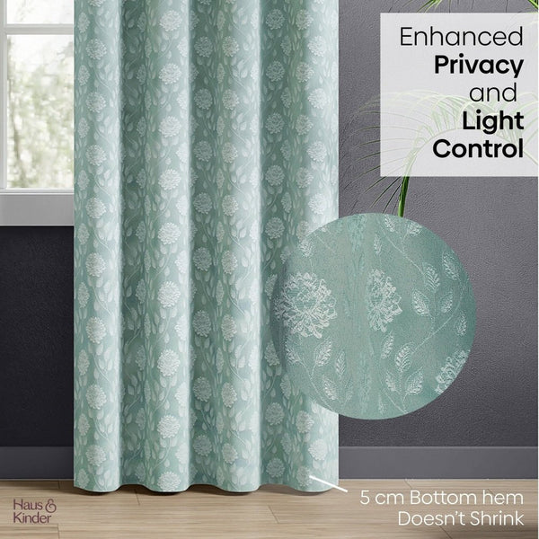 JacquardCurtains Mint Fleur Drape, Mint