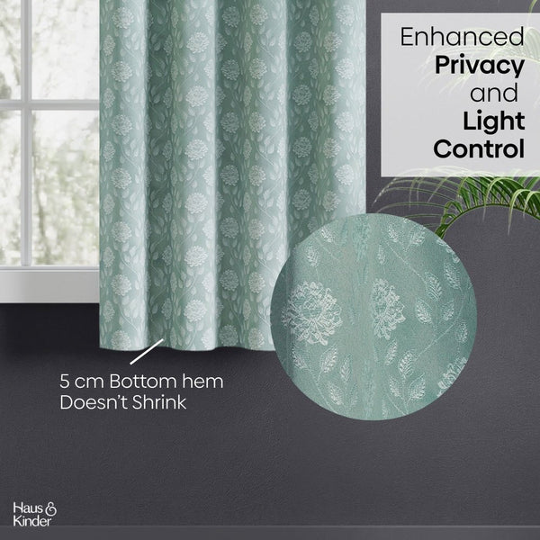 JacquardCurtains Mint Fleur Drape, Mint