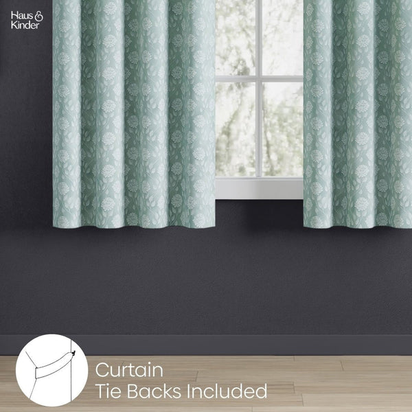 JacquardCurtains Mint Fleur Drape, Mint