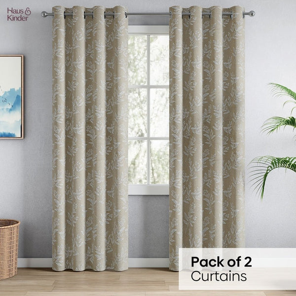 JacquardCurtains Ashwood Bloom, Stone