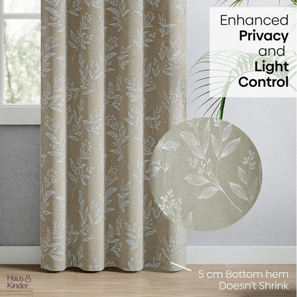 JacquardCurtains Ashwood Bloom, Stone